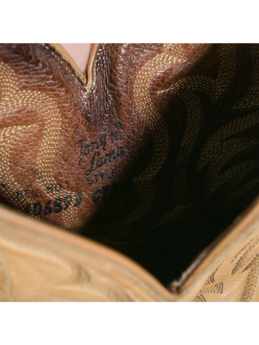 Vintage Tony Lama C7974 Brown Leather Elephant Print Cowboy Boots Made in USA - Picture 6 of 7